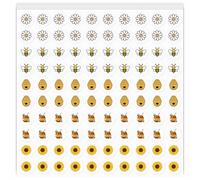 PRESSINART 500Pcs Mini Bee Stickers Bulk Mini Planner Sticker 0.5 Inch Bee Honey Flower Pattern PVC Paper Self Adhesive Decals for Scrapbooking Reward Envelope Schedule Party Marking Decor DIY Craft