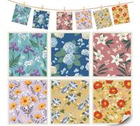 PRESSINART 6 Pack Swedish Dishcloths for Kitchen 7.7 x 6.8 Inch, Floral Dish Cloths Reusable Quick Drying Sponge Washable Absorbent Towels for Kitchen Countertop Cleaning Dishes Home Tableware Use