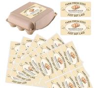 PRESSINART 60Pcs 2" x 4" Farm Fresh Eggs Sticker Rectangle Chicken Washed Eggs Carton Labels Self Adhesive Packaging Decals Tags for Box Containers Business Farmhouse Markets Shops Supplies