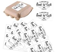 PRESSINART 60Pcs 2" x 4" Fresh Egg Labels Chicken Egg Cartons Stickers Rectangle White Paper Self Adhesive Packaging Decals Tags for Box Containers Business Farmhouse Markets Shops Supplies