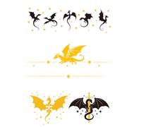 PRESSINART 6Pcs 3 Styles Dragon Car Decal Stickers for Rearview Mirror 2" x 4" Rearview Mirror Decal Fourth Wing, PVC Vinyl Stickers for Car Window Bumper Motorcycle Trucks Laptop Craft Decoration