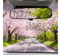 PRESSINART 6Pcs 3 Styles Flower Car Mirror Stickers 5 x 10cm, Rear View Mirror Decal Funny Wildflower Butterfly Pattern Black Waterproof Vinyl Stickers for Car Auto Truck Window Rearview Decoration