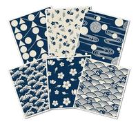 PRESSINART 6PCS 6 Styles Blue Swedish Dish Cloths Bulk Flowers Japanese Pattern Reusable Kitchen Sponge Cleaning Cloths Quick Drying Absorbent Decorative Towels for Dishes Home Countertop Bathroom Use