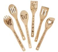 PRESSINART 6Pcs 6 Styles Butterfly Wooden Utensils Set for Cooking 11.8 x 2.4 Inch Bamboo Kitchen Spoons Durable Wood Spoons Set for Housewarming Wedding Birthday Gift Farmhouse Apartment Accessories