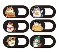 PRESSINART 6Pcs 6 Styles Cat Camera Cover Slide Cute Design 0.03 Inch Ultra Thin Webcam Cover for Mini PC Phone Laptop Desktop Tablets Notebook Plastic Durable Privacy Protectors for Home Office Use