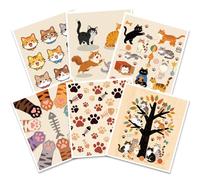 PRESSINART 6Pcs 6 Styles Cat Swedish Dishcloths for Kitchen 7.7 x 6.8 Inch Reusable Dish Towels Cute Cat Pattern Quick Drying Sponge Absorbent Cleaning Cloths for Home Kitchen Counters Table Wiping