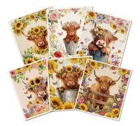 PRESSINART 6Pcs 6 Styles Cow Dish Cloth Swedish Kitchen Dishcloths Reusable Wash Towels Cattle Sunflower Rose Mixed Pattern Washable Rectangle Cellulose Sponge for Home Kitchen Tableware Cleaning