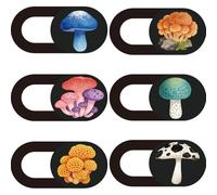 PRESSINART 6Pcs 6 Styles Cute Camera Cover Slide 0.03 Inch Ultra Thin Computer Camera Cover for Mini PC Phone Laptop Desktop Tablet Mushroom Plastic Durable Privacy Protectors for Work Use
