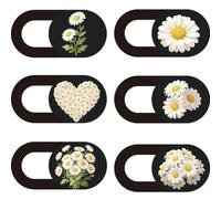 PRESSINART 6Pcs 6 Styles Daisy Camera Cover Slide Flowers 0.04 Inch Ultra Thin Computer Camera Cover for Mini PC Phone Desktop Tablet White Daisy Plastic Durable Privacy Protectors for Home Work Use