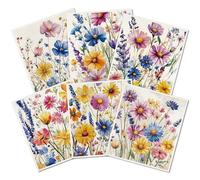 PRESSINART 6Pcs 6 Styles Floral Dish Cloths Swedish Kitchen Dishcloths Reusable Wash Towels Soft Washable Rectangle Cellulose Sponge Vintage Colorful Wildflower Mixed Pattern for Kitchen Cleaning