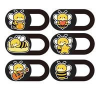 PRESSINART 6Pcs 6 Styles Laptop Camera Cover Slide Bee Design 0.03 Inch Ultra Thin Webcam Cover Slider for Mini PC Phone Desktop Tablets Plastic Durable Privacy Protectors for Home Office Work Use