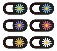 PRESSINART 6Pcs 6 Styles Laptop Camera Cover Slide Floral 0.04 Inch Ultra Thin Webcam Cover for Mini PC Phone Laptop Desktop Tablet Daisy Plastic Durable Privacy Protectors for Home Work Office Use