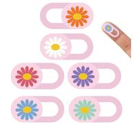 PRESSINART 6Pcs 6 Styles Pink Camera Cover Slide Flowers Design 0.03 Inch Ultra Thin Webcam Privacy Cover for Mini PC Phone Laptop Desktop Tablet Plastic Durable Privacy Protectors for Home Office Use