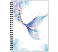 PRESSINART A5 Mermaid Notebook Spiral Bound Hardcover 160 Pages/80 Sheets, Ocean Themed Spiral Notebook College Ruled Fantasy Tail Pattern Waterproof Journal for Women Office Supplies Writing Notes