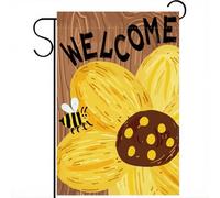 PRESSINART Bee Welcome Flag Bee Sunflower Garden Flag 12 x 18 Inch Polyester Insect Flowers Welcome Sign for House Seasonal Farmhouse Yard Lawn Home Outside Decorative Banner Porch Patio Decorations