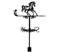 PRESSINART Black Horse Weathervane Metal Wind Vane Animal Pattern Iron Decorative Weathercock Wind Direction Indicator Tool for Farmhouse Sheds Yard Roof Mount Garden Home Decoration 9.9 x 14 Inch