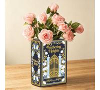 PRESSINART Book Vase for Flowers Wuthering Heights Pattern 5.6 x 3.9 x 2.4 Inch, Ceramic Book Planter Blue Vintage Unique Decorative Flower Vase for Reading Lovers Bookshelf Home Bedroom Office Decor