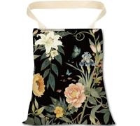 PRESSINART Car Trash Can Rose Floral Car Trash Bag Hanging Vintage Flowers Pattern Polyester Washable Waterproof Cute Organizer Storage Can for Vehicle Interior Travel Accessories Reusable Leak Proof