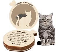 PRESSINART Cat Hair Keepsake Box Pet Memorial Box for Fur Forever in My Heart Paw Print Pattern Round Wooden Engraved BurlyWood Memorial Cases For Storing Cats Fur Teeth Nails Pet Loss Sympathy Gifts