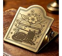 PRESSINART Cat Journal Clip Cute Flower Vintage Metal Book Clip to Hold Pages Open Heavy Duty Page Holder Brass Travelers Notebook Accessories for TN Travelers Art Reading Decoration