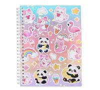 PRESSINART Cat Sticker Book Collecting 8.3 x 5.8 Inch A5 Size 40 Sheets Reusable Sticker Storage Album Cat Panda Cartoon Pattern Paper Labels Organizer Holder Notebook with 1Pc Scraper and Tweezer