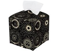 PRESSINART Celestial Tissue Box Cover Square Sun Moon Star Tissue Box Cover Holder Constellation Leather Waterproof Facial Paper Organizer Dispenser for Bathroom Bedroom Kitchen Vanity Home Car Office