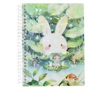 PRESSINART Cute Bunny Sticker Book Collecting 8.3 x 5.8 Inch A5 Size 40 Sheets Sticker Organizer Album Green Rabbits Cartoon Pattern Paper Labels Storage Holder Notebook with 1Pc Scraper and Tweezer