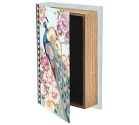 PRESSINART Decorative Book Box Faux Storage 23 x 15 x 5 cm Peacock Flower Pattern, Faux Flower Book Boxes Storage Organizers for Jewelry Trinket Wedding Keepsake Photos Home Bookshelfs Decoration