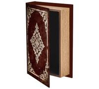 PRESSINART False Vintage Book Storage Box 23 x 15 x 5 cm Book Shaped Trinket Boxes Red Retro Pattern Decorative Storage Organizers for Jewelry Wedding Keepsake Photos Home Office Bookshelf Decoration