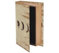 PRESSINART Faux Book Storage Boxes Decorative Book Box Vintage Beige Moon Phase Pattern 9.1 x 5.9 x 2 Inch Storage Organizers for Jewelry Trinket Wedding Memories Hobby Keepsake Photos Home Decoration