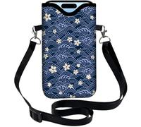 PRESSINART Floral Neoprene Phone Sleeve Pouch with Adjustable Strap Neck Lanyard Fits Most Smartphones 7.1 x 3.9 Inch Cute Cell Phone Crossbody Bag Waterproof Carrying Cellphone Case Bag for Women