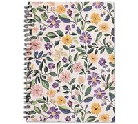 PRESSINART Floral Spiral Notebook Purple Floral Spiral Journal 6 x 8 Inch Flowers Pattern 80 Pages A5 College Ruled Notebook with Pocket Notepad Office Study Supplies Stationery for Writing Planning