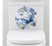 PRESSINART Floral Toilet Seat Stickers Waterproof Butterfly Toilet Stickers PVC Self-Adhesive Butterflies Bathroom Wall Decals for Washroom Restroom Cistern Window Glass Decal DIY Decor Accessories