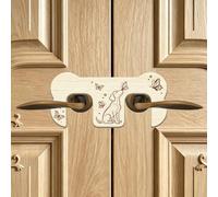 PRESSINART French Door Dog Lock 7.9 x 3.7 x 0.2 Inch Wooden Double Door Lock Dog Butterfly Pattern Pywood Pet Safety Gate Accessory for Home Indoor Kitchens Wardrobes Bedrooms Bathroom Keep Pet Out