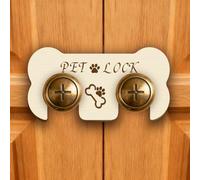 PRESSINART French Door Pet Lock Paw Door Lock Paw Print Pattern Keep Animals Out Unique Pywood Dog Cat Safety Gate Accessory for Indoor Kitchens Wardrobes Living Rooms Bedrooms 7.9 x 3.7 x 0.2 Inch