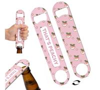 PRESSINART Fruit Bottle Opener Bartender Flat Pink Peach Design 1.6 x 7.1 Inch, Heavy Duty Stainless Steel Cute Bottle Opener Art Printed Metal Beer Open Tools for Bar Restaurant Kitchen Birthday Gift