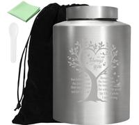 PRESSINART I Am Always With You Urns 5.9 x 3.9 Inch Large Stainless Steel Urn with Drawstring Bags Plastic Spoon Polishing Cloth Heart Cremation Human or Pet Ashes Keepsake for Memorial Funeral Decor