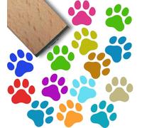 PRESSINART Mini Wooden Stamps 0.6 Inch Paw Print Rubber Stamp for Planner Diary Paw Print Pattern Square Small Reusable Wood Seal for Scrapbooking Journaling Card Making Envelope Photos DIY Crafts