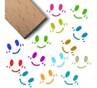 PRESSINART Mini Wooden Stamps 0.6 Inch Smile Emotion Rubber Stamps for Planner Diary Smiling Face Pattern Square Small Reusable Wood Seal for Scrapbooking Journaling Card Making Envelope DIY Crafts