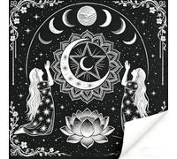 PRESSINART Moon Altar Cloth Tarot 19.7 x 19.7 Inch Divination Table Cloth Moon Phase Lotus Velvet Square Tarot Tablecloth for Witchcraft Spiritual Astrology Meditation Divination Tools Accessories