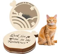 PRESSINART Pet Hair Keepsake Box Dog Memorial Box for Hair Look for Me in the Rainbows Pattern Round Wooden Engraved BurlyWood Memorial Cases For Storing Cats Fur Teeth Nails Pet Loss Sympathy Gifts