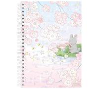 PRESSINART Pink Reusable Sticker Book Sticker Collecting Album 40 Sheets Release Paper Cherry Blossoms Rabbits Pattern 5.8 x 8.3 Inch A5 Size Cute Organizer Accessories with 1Pc Scraper and Tweezer