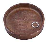 PRESSINART Round Wood Ring Dish Jewelry Dish Anniversary 5 Years Down Forever To Go Rustic Ring Holder Tray Wedding Marriage Keepsake Love Token Memory Present Home Decor for Him Her