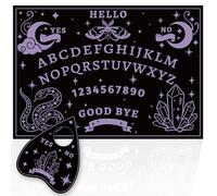 PRESSINART Spirit Board Game with Heart Planchette A4 Size, Pendulum Dowsing Board Snake Moth Crystal Pattern Wooden Purple Divination Tool Set for Decor Altar Meditation Spiritual Talking