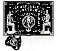 PRESSINART Spirit Talking Board with Heart Planchette A4 Size, Pendulum Dowsing Board Egyptian Pharaoh Pattern Wooden Black Divination Tool Set for Decor Altar Meditation Spiritual Talking