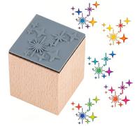 PRESSINART Star Rubber Stamp for Card Making 1 Inch Mini Wooden Stamps Twinkle Stars Pattern Square Small Reusable Seal for DIY Craft Scrapbooking Journaling Planner Album Envelopes Photos Decoration