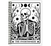 PRESSINART Tarot Card Notebook Spiral Journal A5 Gothic Skull Design Cover 80 Pages College Ruled Journal with Pockets Durable Notepad for Office Study Supplies Stationery Writing Note 6 x 8 Inch
