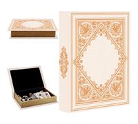 PRESSINART Vintage Book Storage Box 9.1 x 5.9 x 2 Inch Faux Book Boxes Retro Pattern Decorative Storage Organizers for Jewelry Trinkets Wedding Memories Hobby Keepsake Photos Home Bookshelf Decor