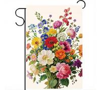 PRESSINART Welcome Garden Flag Flowers Welcome Spring Flag 12 x 18 Inch Polyester Flowers Outside Sign for House Seasonal Farmhouse Yard Lawn Home Outdoor Decorative Banner Porch Patio Decorations