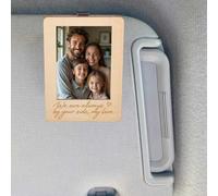 PRESSINART Wooden Car Visor Photo Clip 4.7 x 3.3 Inch Car Interior Accent, Sun Visor Picture Frame We Are Always By You Side Love You Design Decorative Photo Holder for Friends Family Birthday Gift